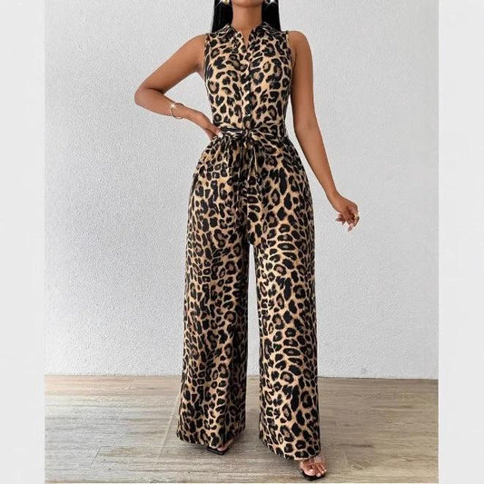 Women's Wide Leg Jumpsuit With Belt by GJG Denim
