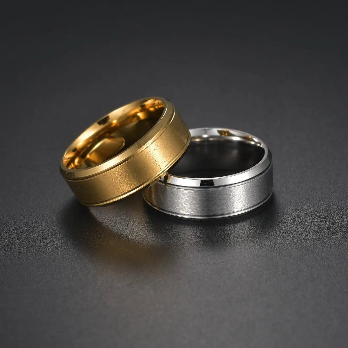 Men's Ring Black Sliver Gold 8MM by GJG Denim