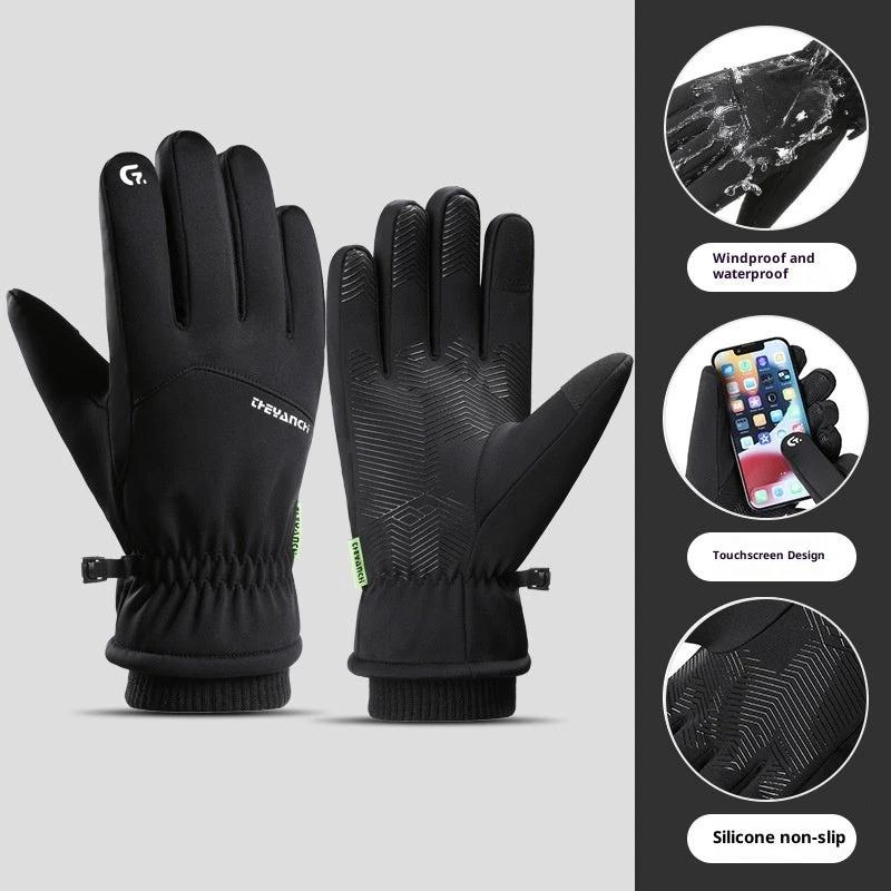 Fleece-lined Thick Waterproof And Cold-resistant Gloves by GJG Denim