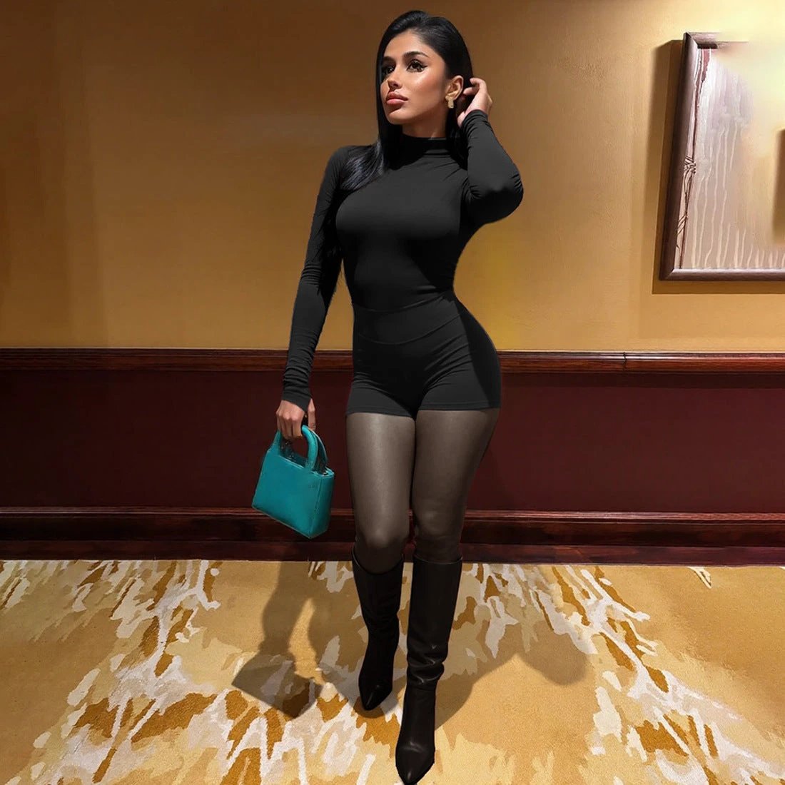 Personalized Street-style Chic Outfit A Tight-fitting Long-sleeve Top And Pants Set by GJG Denim