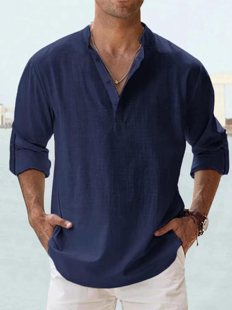 Men's Casual Cotton Linen Loose Shirts by GJG Denim