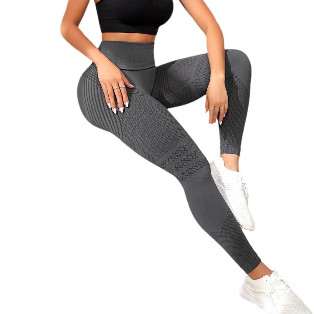 Line Hip Lifting Sport Women's High Waist Stretch Leggings by GJG Denim
