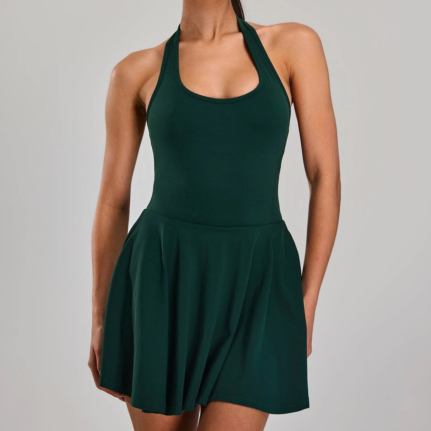 Nude Halter Neck Beautiful Back Sports Dress by GJG Denim