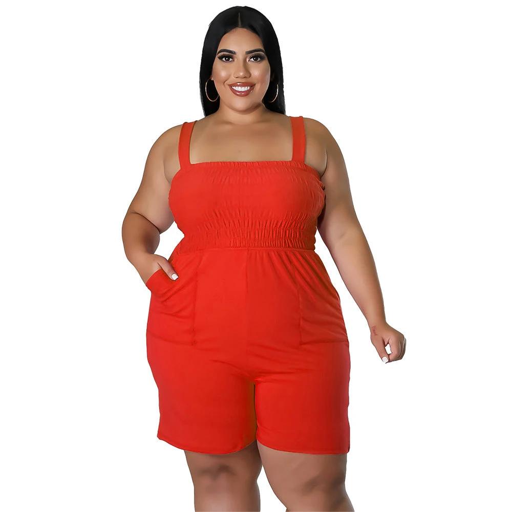 Fashionable Solid-Color Slim-Fit Ruched Backless Romper by GJG Denim