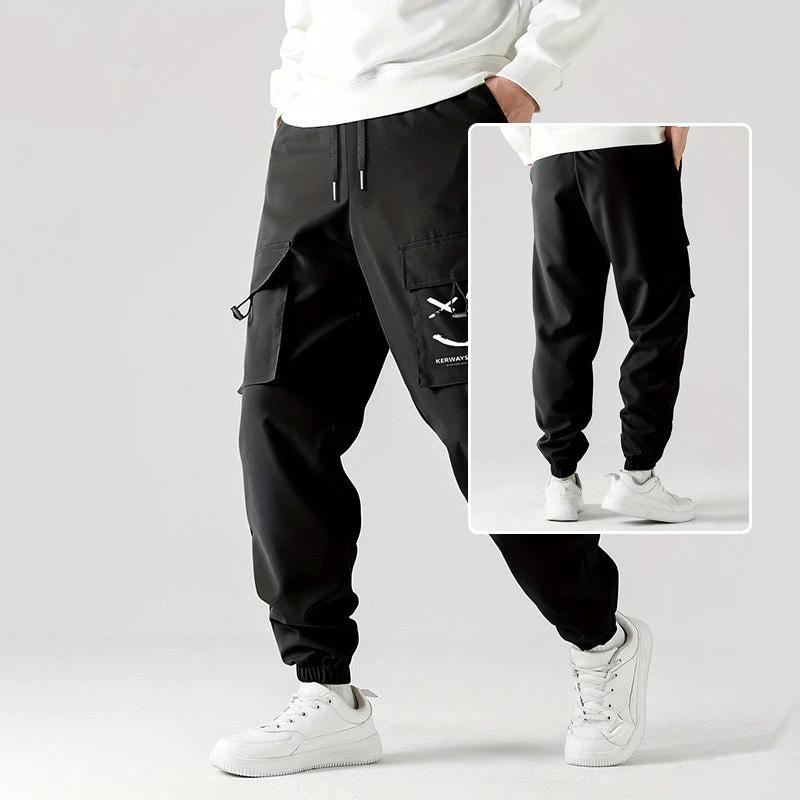 Straight Ankle Tied Wear-resistant Overalls Casual Pants by GJG Denim