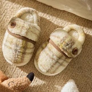 Indoor Home Silent Thick Warm Fur Shoes For Children by GJG Denim