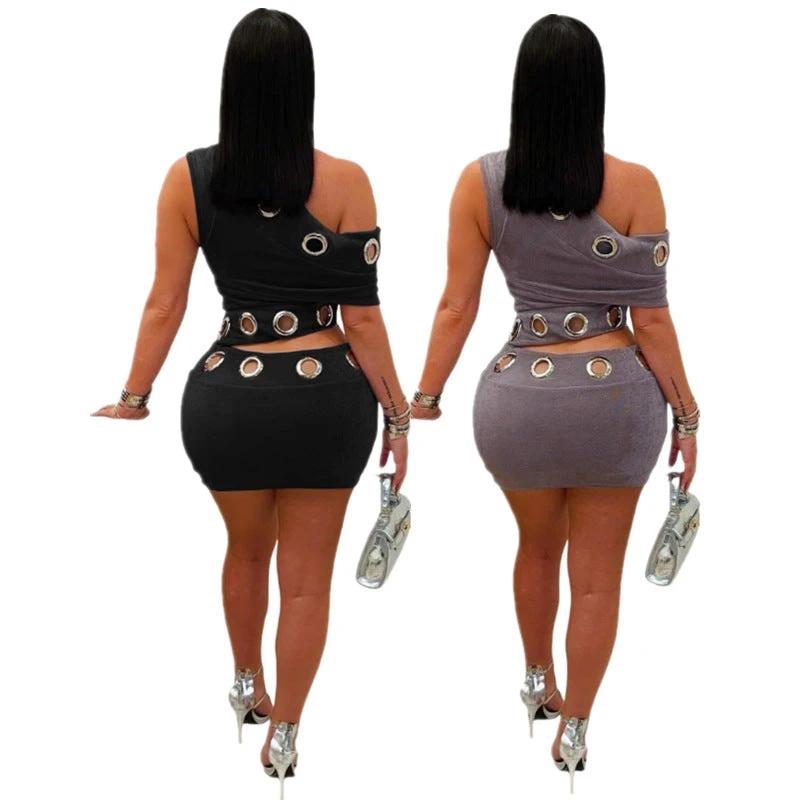 Women's Top And Pencil Skirt Two-piece Set by GJG Denim