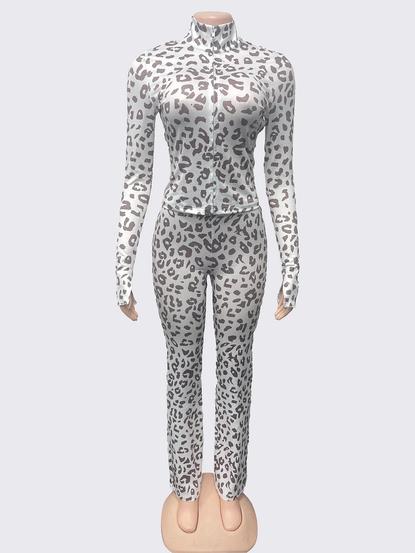 Spicy Girl Leopard-Print Slimming Cardigan And Pants Two-Piece Set by GJG Denim