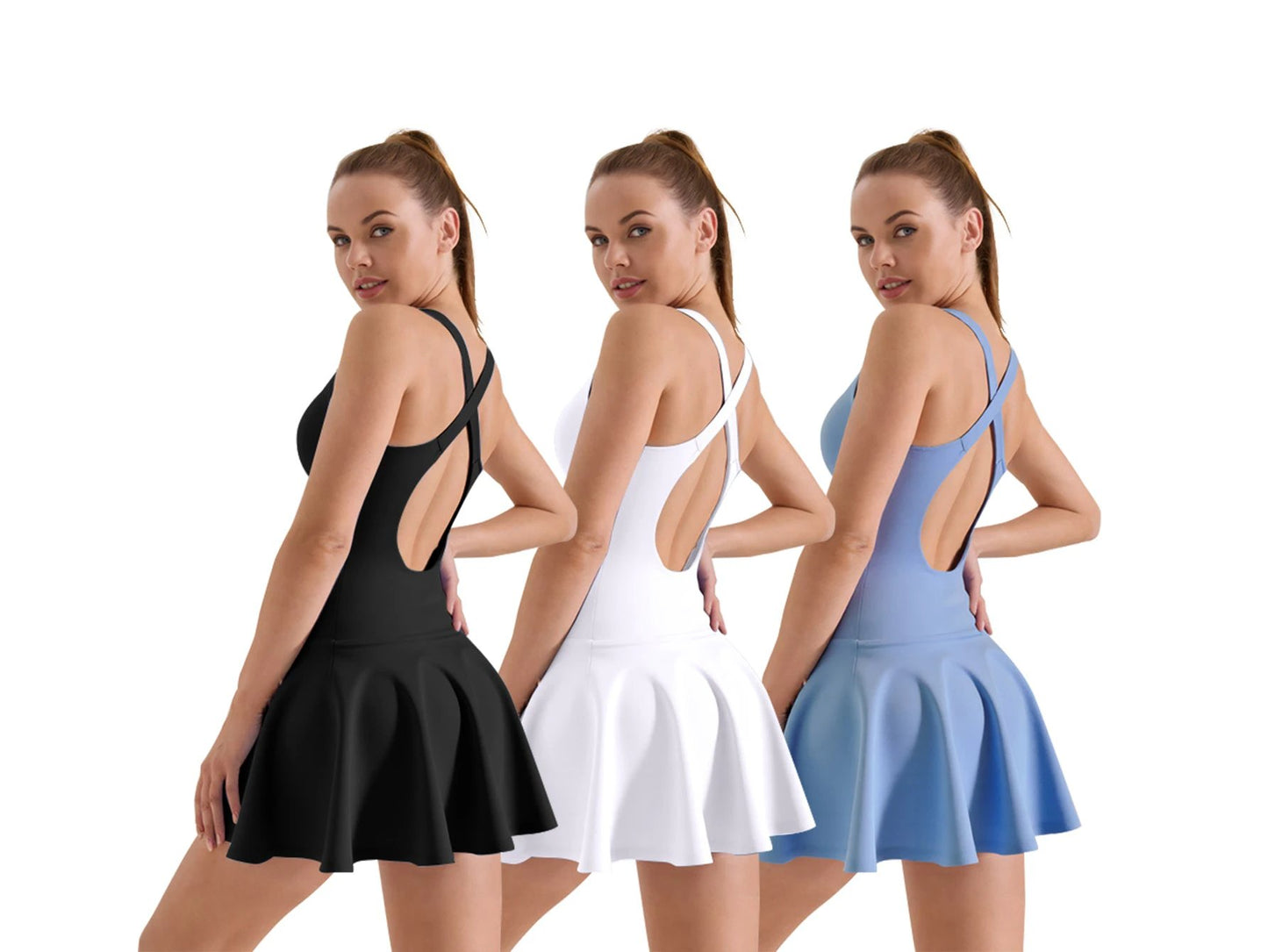 High-stretch Dresses, New Summer Nude Anti-walking Sports Dresses by GJG Denim