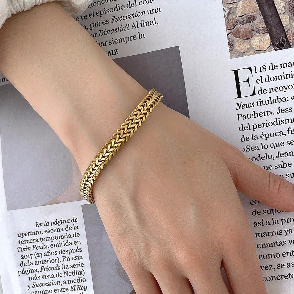 Men's Gold Thick High-grade Titanium Steel Bracelet by GJG Denim