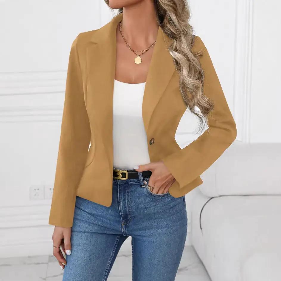 High-end Solid-color Womens Blazer by GJG Denim