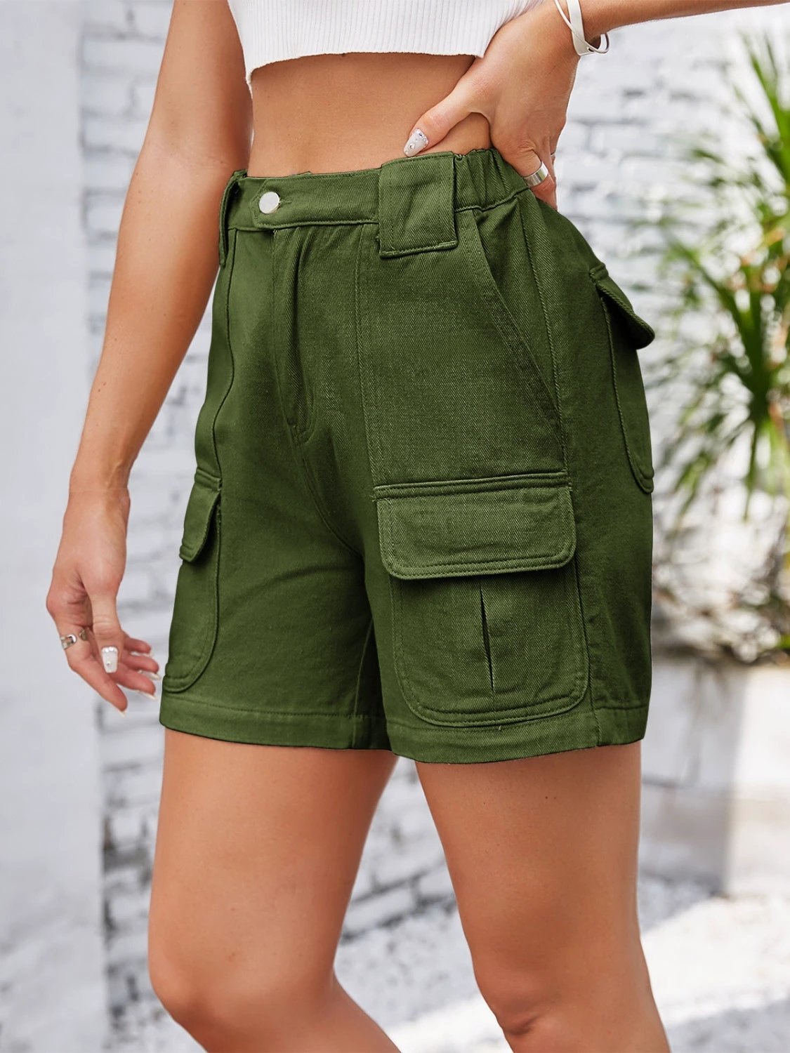 High Waist Washed Denim Shorts by Lady Ros