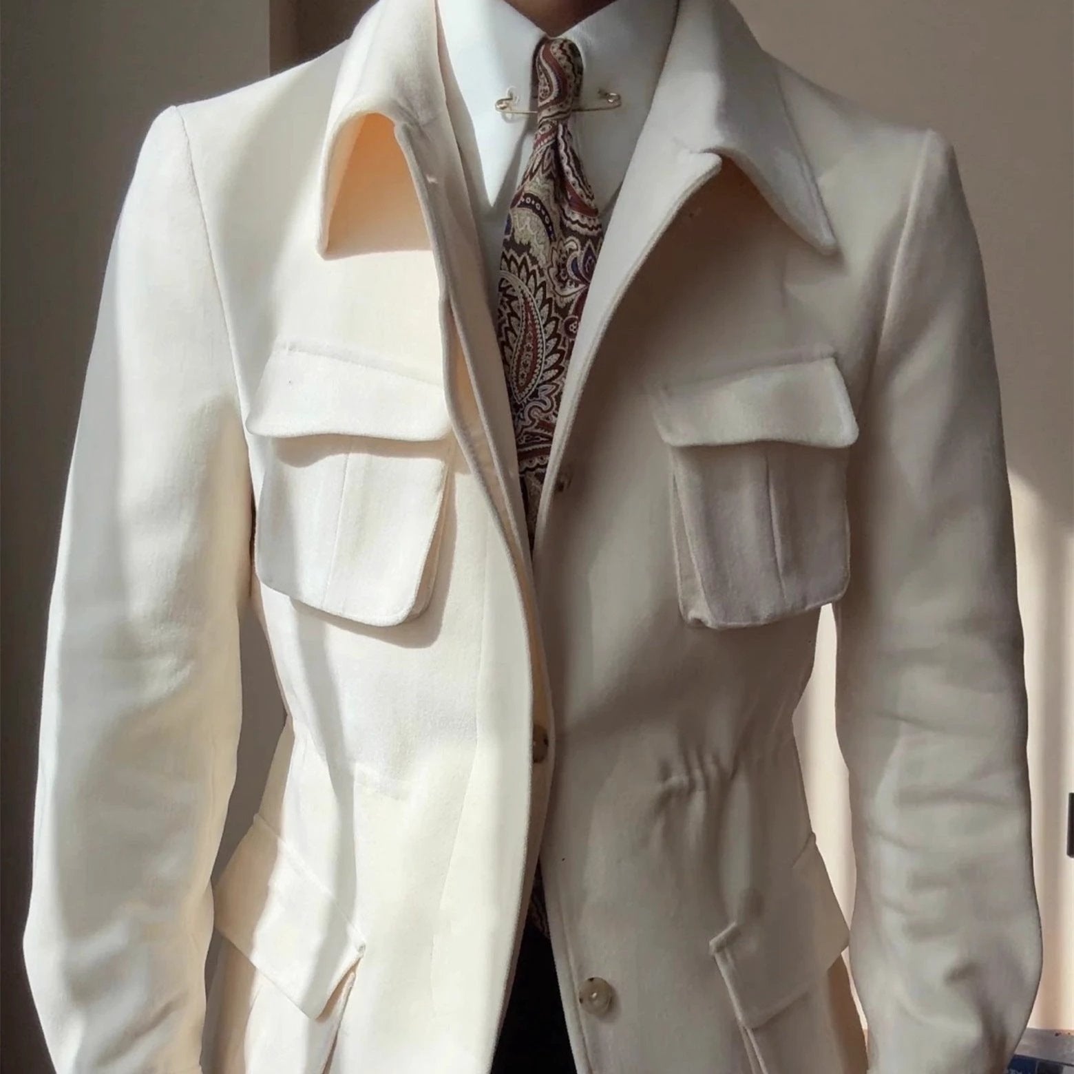Men's Retro Brushed Warm Mid-length Coat by GJG Denim