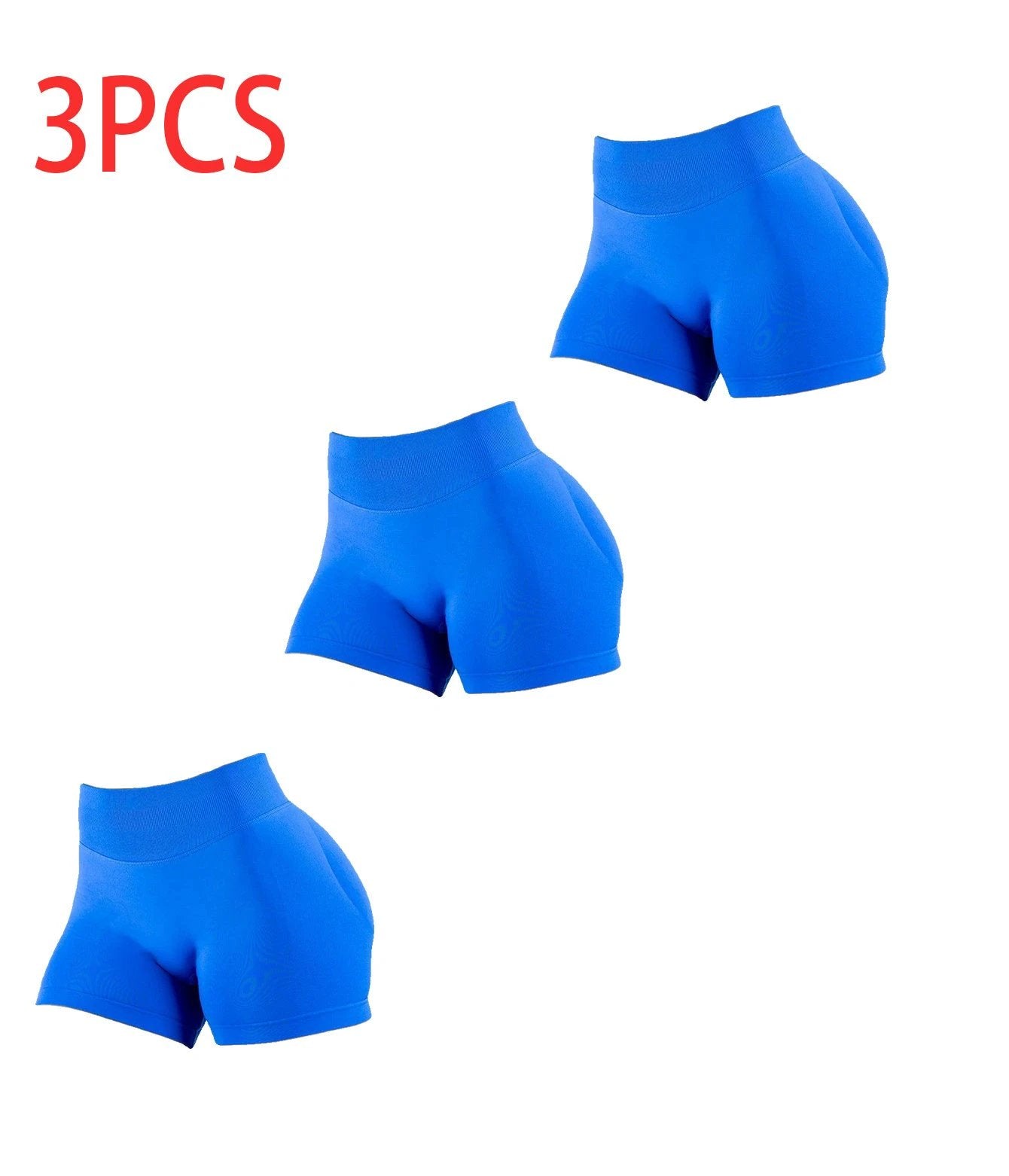 3PCS High-waisted Solid-color Training Shorts by GJG Denim