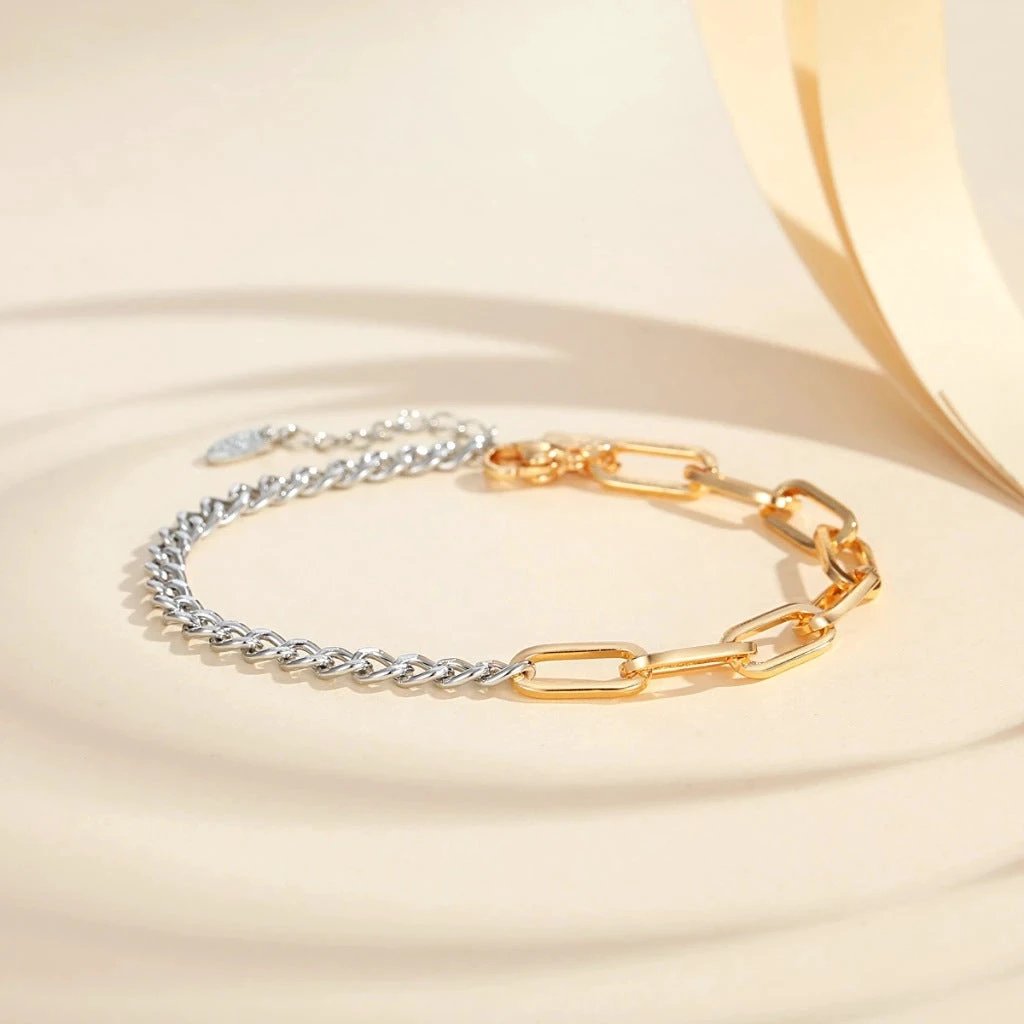 Women's Gold-plated Exquisite Simple Gold And Silver Stitching Bracelet by GJG Denim