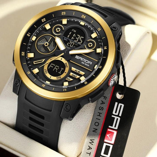 Sports Trend Multifunctional Waterproof Alarm Clock Reminder Electronic Watch For Men by GJG Denim