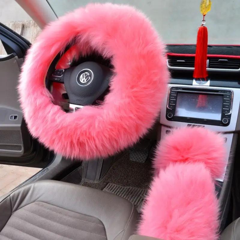 Three-piece wool steering wheel cover by GJG Denim