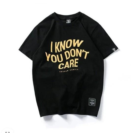 Men's " I Know You Don't Care" Short-sleeved T-shirt by GJG Denim