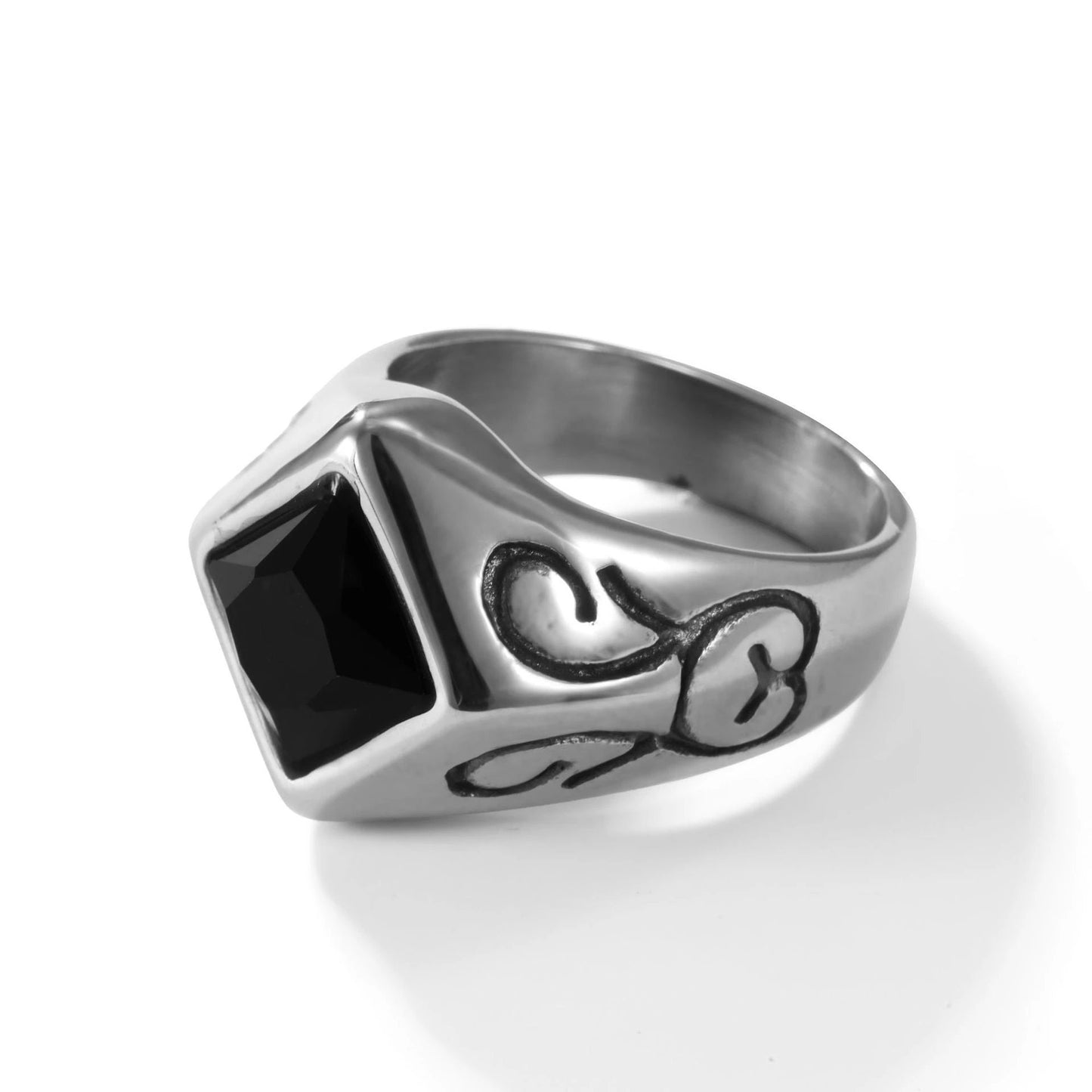 Square Twisted Ring Titanium Steel Ring For Men by GJG Denim