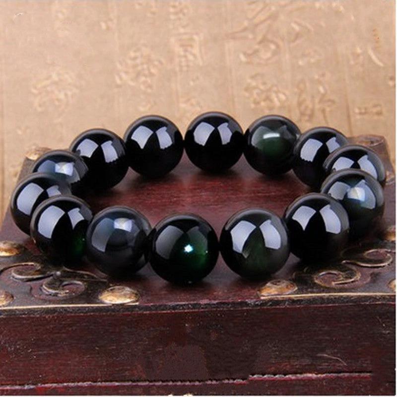 Natural Rainbow Eye Obsidian Bracelet For Men by GJG Denim
