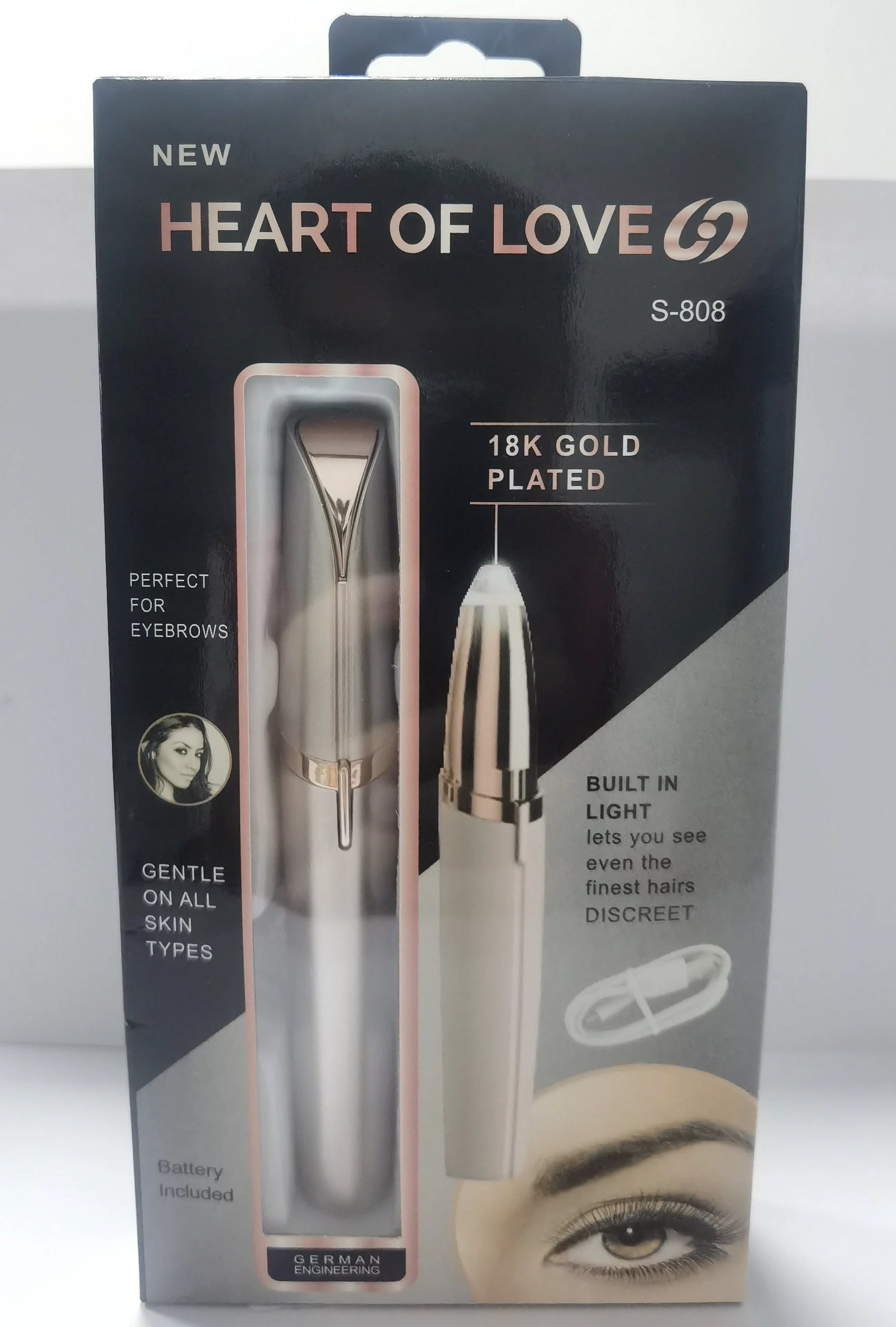 Mini Electric Eyebrow Trimmer Lipstick Brows Pen Hair Remover Painless Razor Epilator with LED Light by GJG Denim
