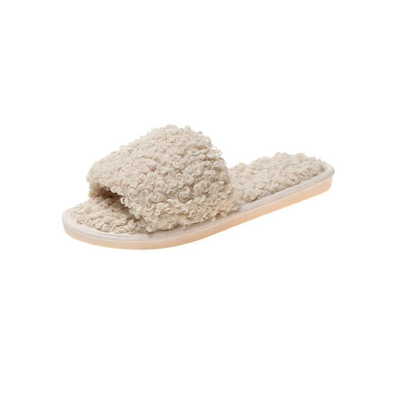 Sheep curl women slippers suitable for non-slip cotton slippers by GJG Denim