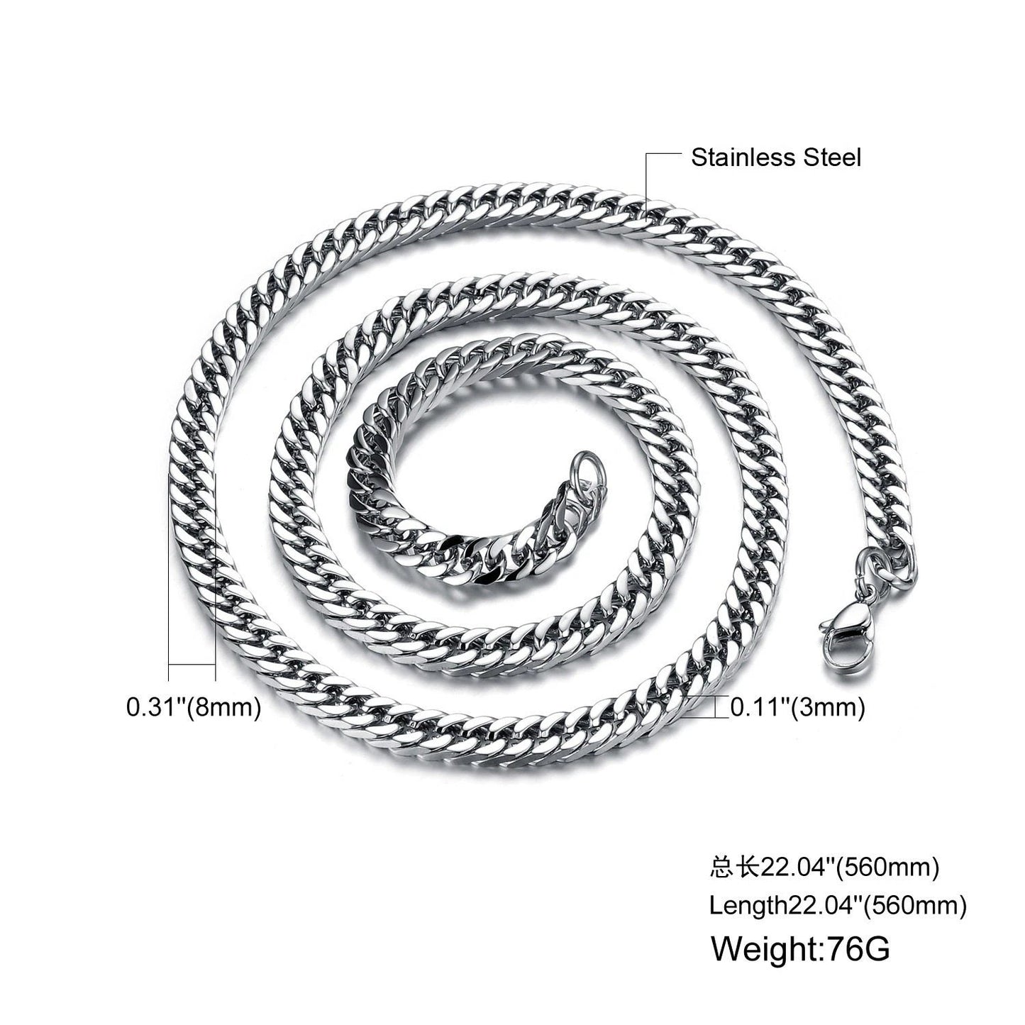 Man's Classical Stainless Steel Link Chain by GJG Denim