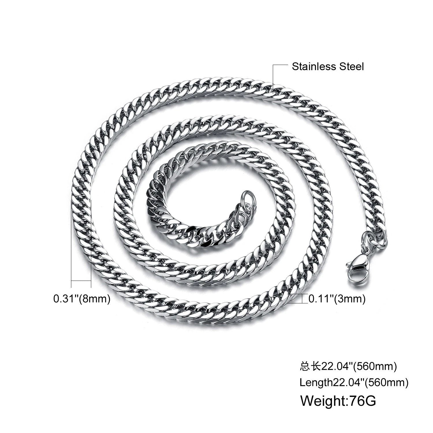 Man's Classical Stainless Steel Link Chain by GJG Denim