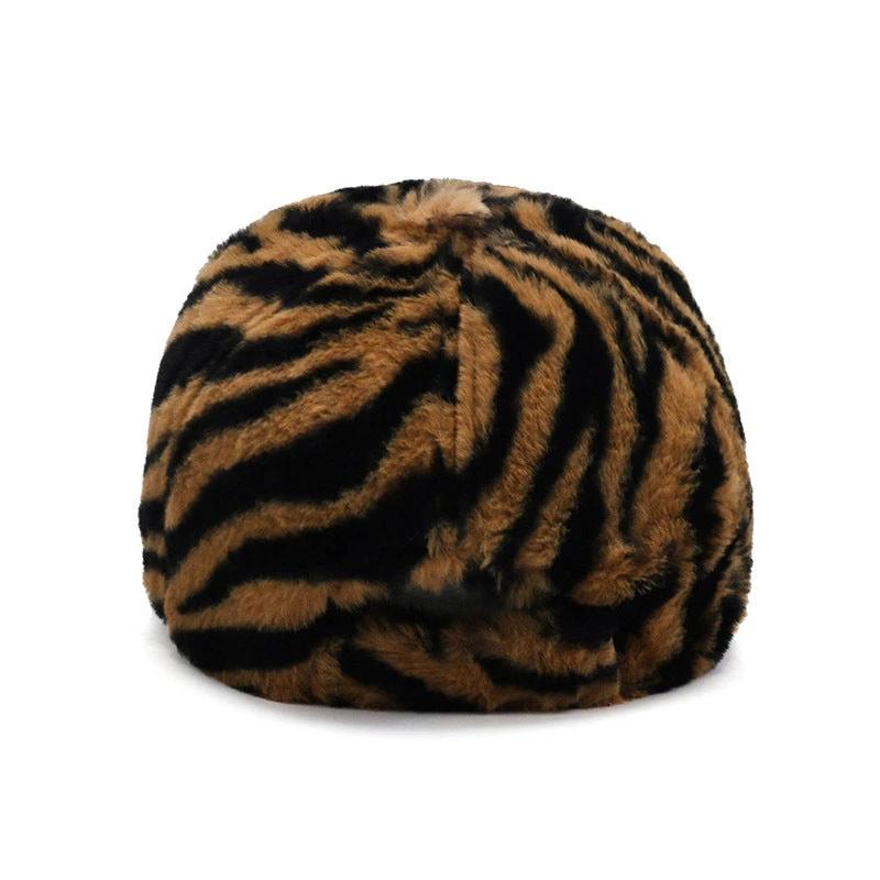 Fashion Leopard Fleece Baseball All-matching Peaked Cap by GJG Denim
