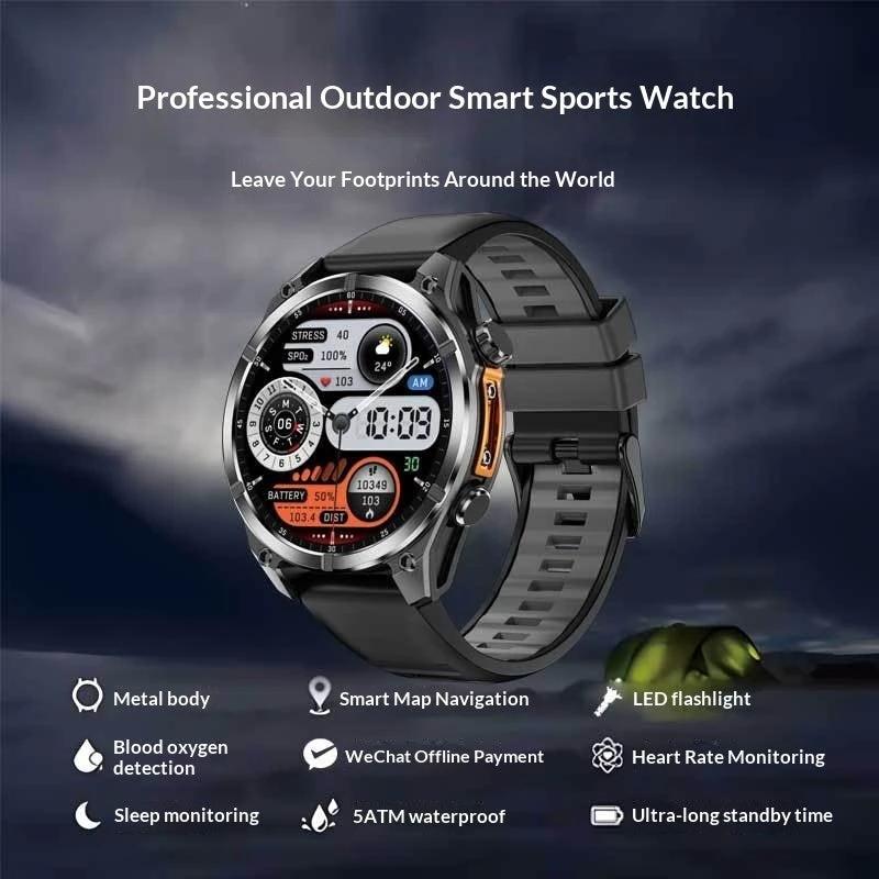 Running And Hiking Lighting Lamp Outdoor Sports Smartwatch For Men by GJG Denim