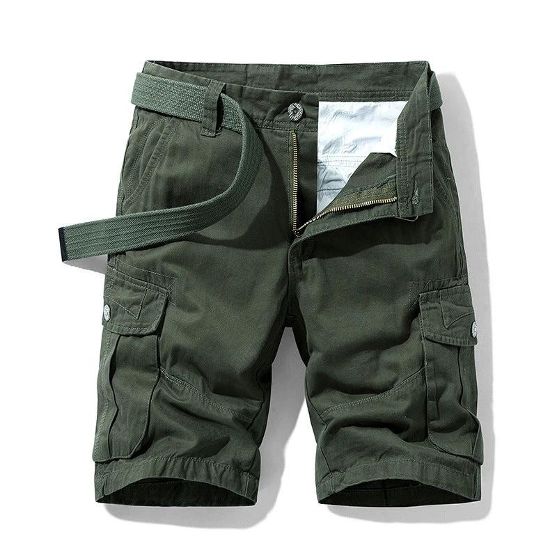 Men's Cotton Shorts Retro Multi-pocket Straight Casual Shorts by GJG Denim
