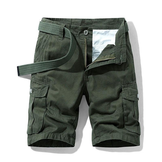 Men's Cotton Shorts Retro Multi-pocket Straight Casual Shorts by GJG Denim