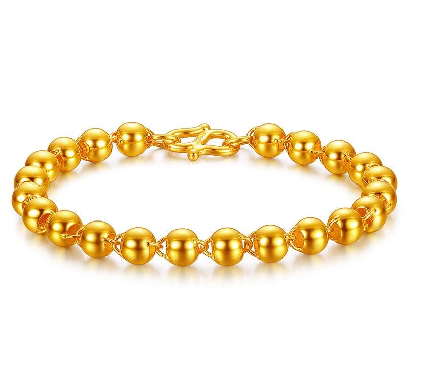 Men's Gold Round Bead Bracelet by GJG Denim