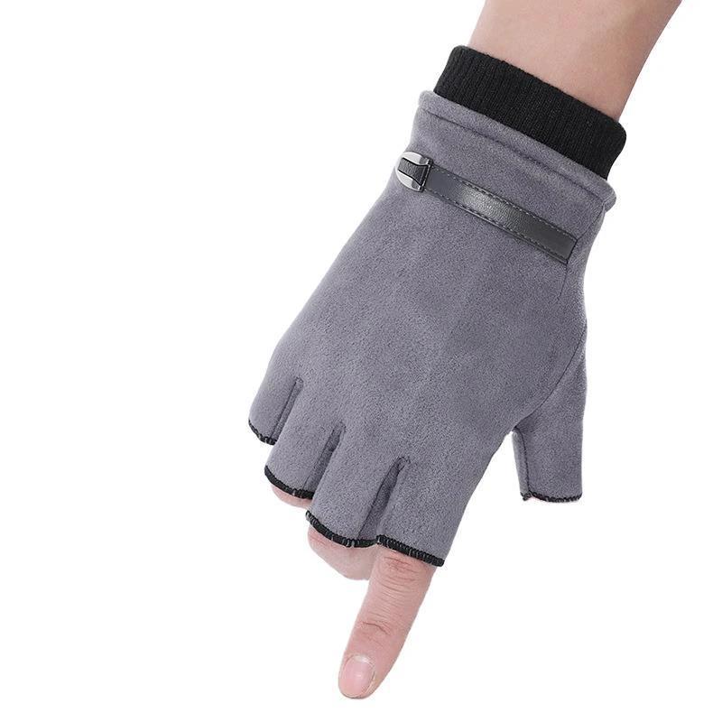 Half Finger Gloves Suede Finger Sports Outdoor Riding by GJG Denim
