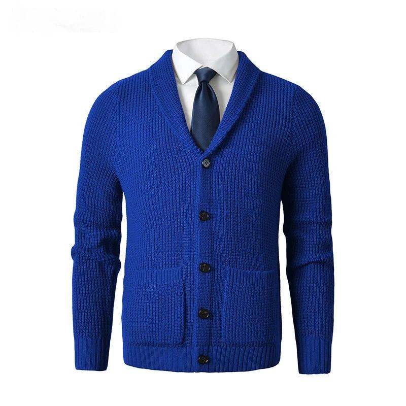 Men's Business Casual Knitted Wool Cardigan by GJG Denim