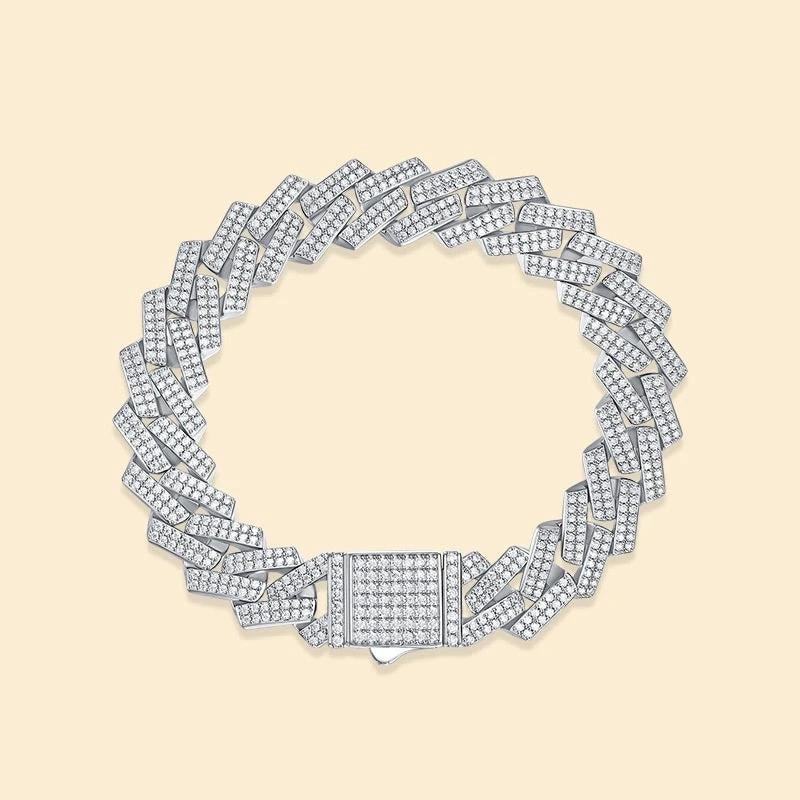 Moissanite Fashion S925 Silver Keel Bracelet by GJG Denim