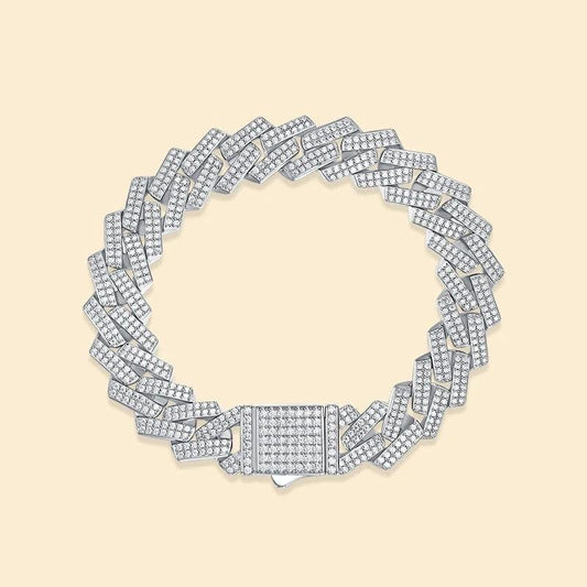 Moissanite Fashion S925 Silver Keel Bracelet by GJG Denim