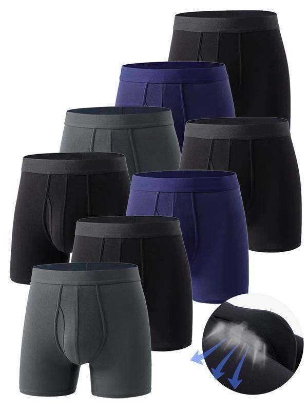 Men's Pure Color Bamboo Fiber Boxing Underwear Breathable by GJG Denim