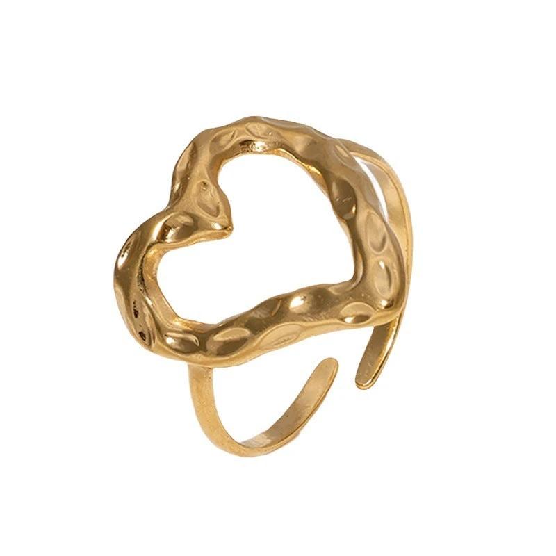 Retro Love Adjustable Stainless Steel Ring by GJG Denim