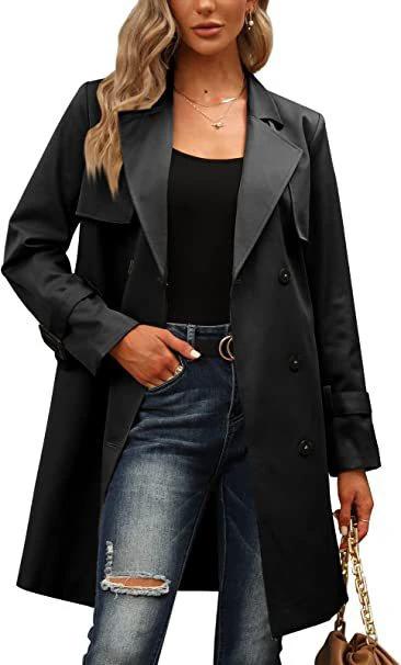European And American Autumn Women's Double Breasted Fashion Casual Trench Coat by GJG Denim