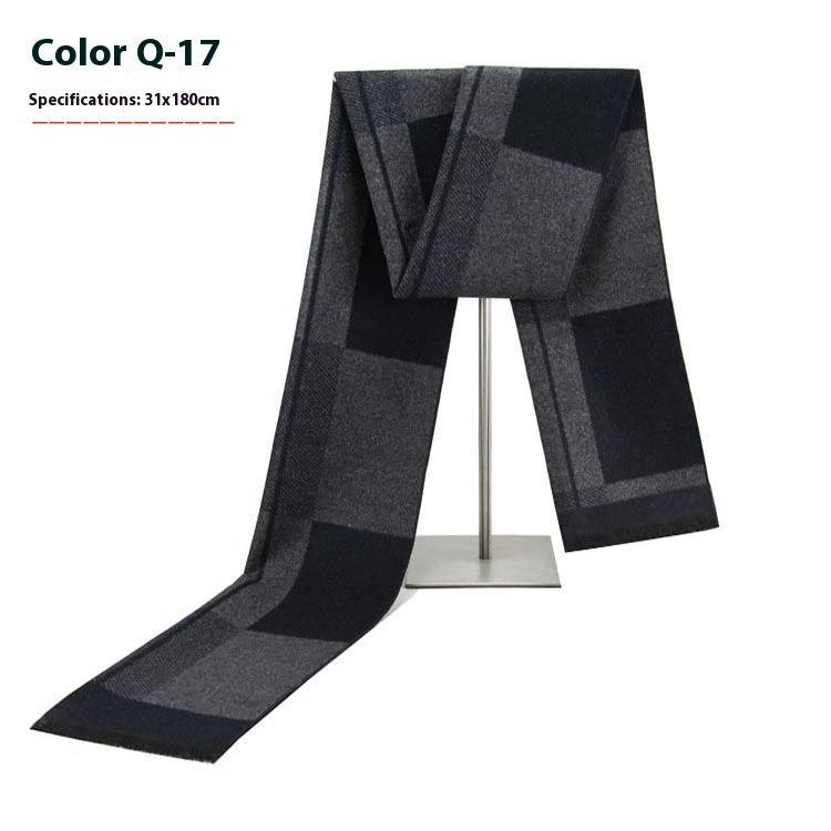 Men's Warm Cashmere-like Striped Scarf by GJG Denim
