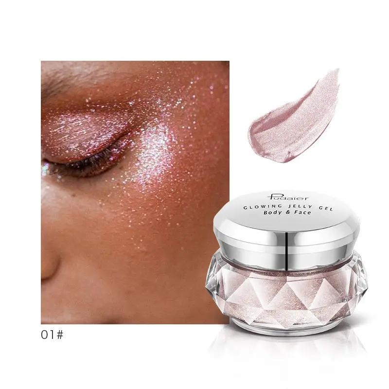 Face Highlighter Jelly Gel Mermaid Eyeshadow Glow Body Glitter Festival Makeup Iluminador Gold Liquid Highlighter Bronzer by GJG Denim