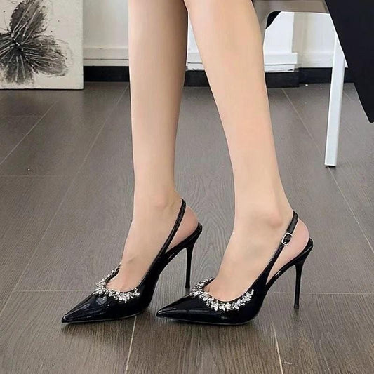 Special-interest Design Rhinestone Trim High Heels For Women by GJG Denim