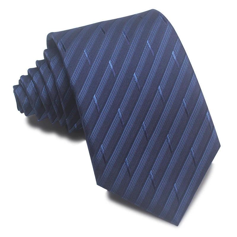 Men's 8CM Polyester Jacquard Striped Ties by GJG Denim