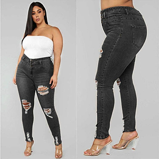 High waist ripped plus size jeans by GJG Denim