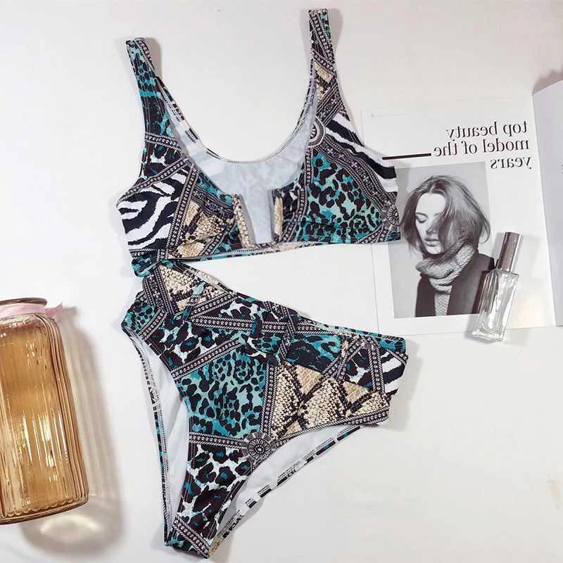 U-neck snake swimsuit ladies bikini swimsuit by GJG Denim