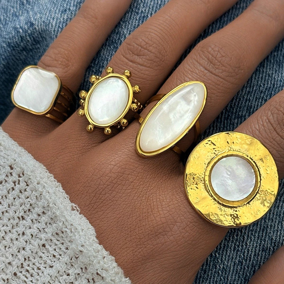 Summer Minimalist Stylish Stainless Steel Shell Ring by GJG Denim