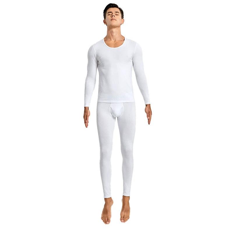 Men's Thermal Underwear Knitted Cotton Stretchy Close-fitting Set by GJG Denim