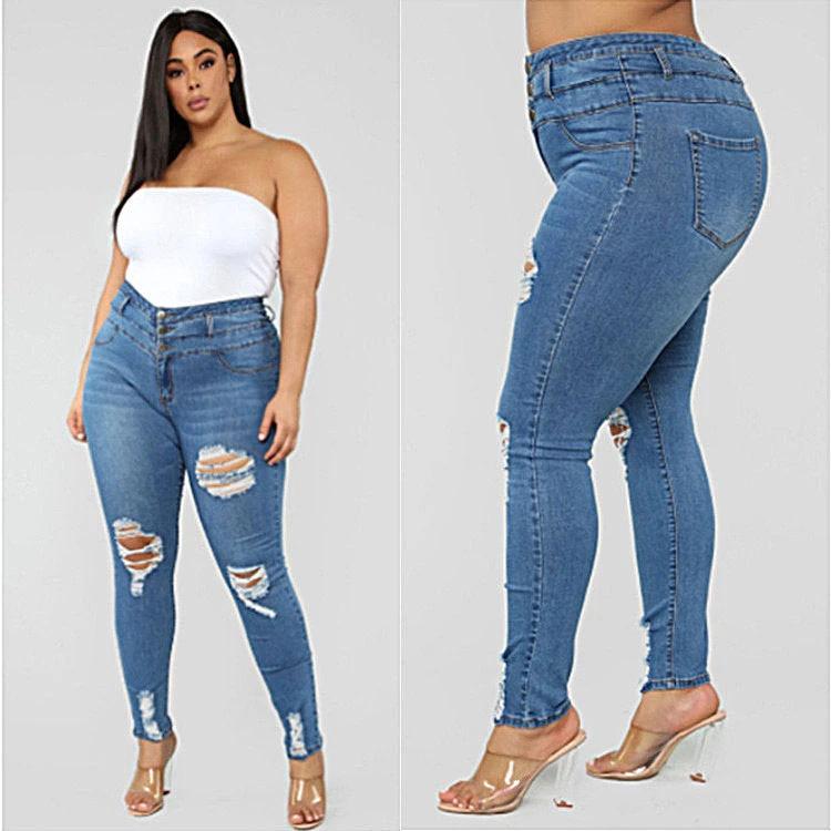 High waist ripped plus size jeans by GJG Denim