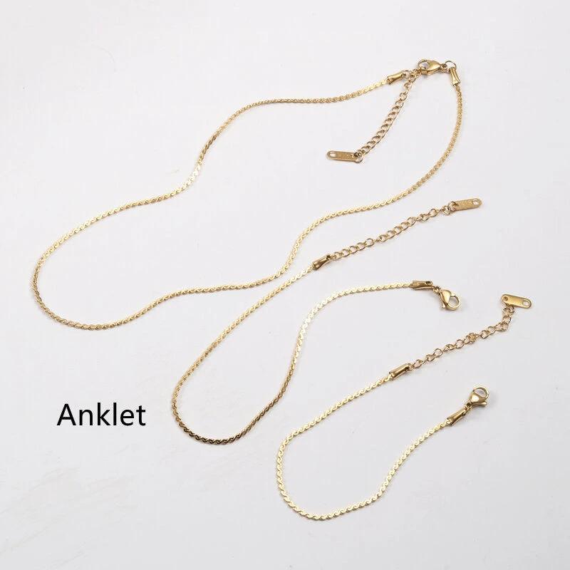 Titanium Steel Gold Plated Necklace Anklet Bracelets set by GJG Denim